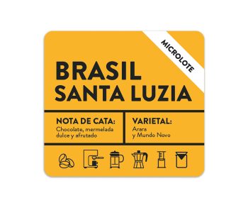 imagen de etiqueta de café con la etiqueta de nuevo microlote Brasil Santa Luzia
